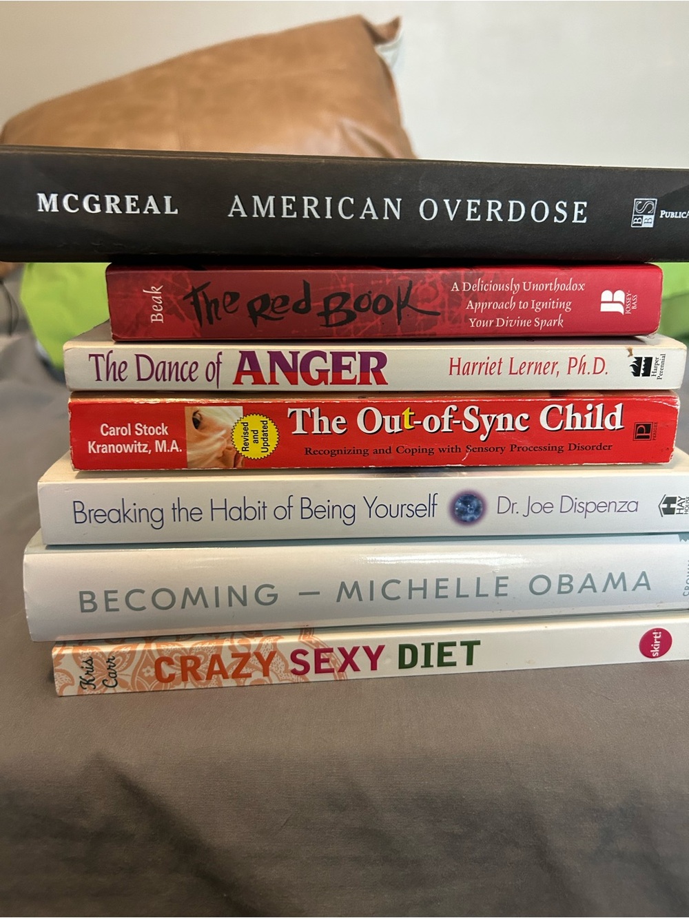Stack of Assorted Self-Help & Memoir Books - Red, Black, White, Cream